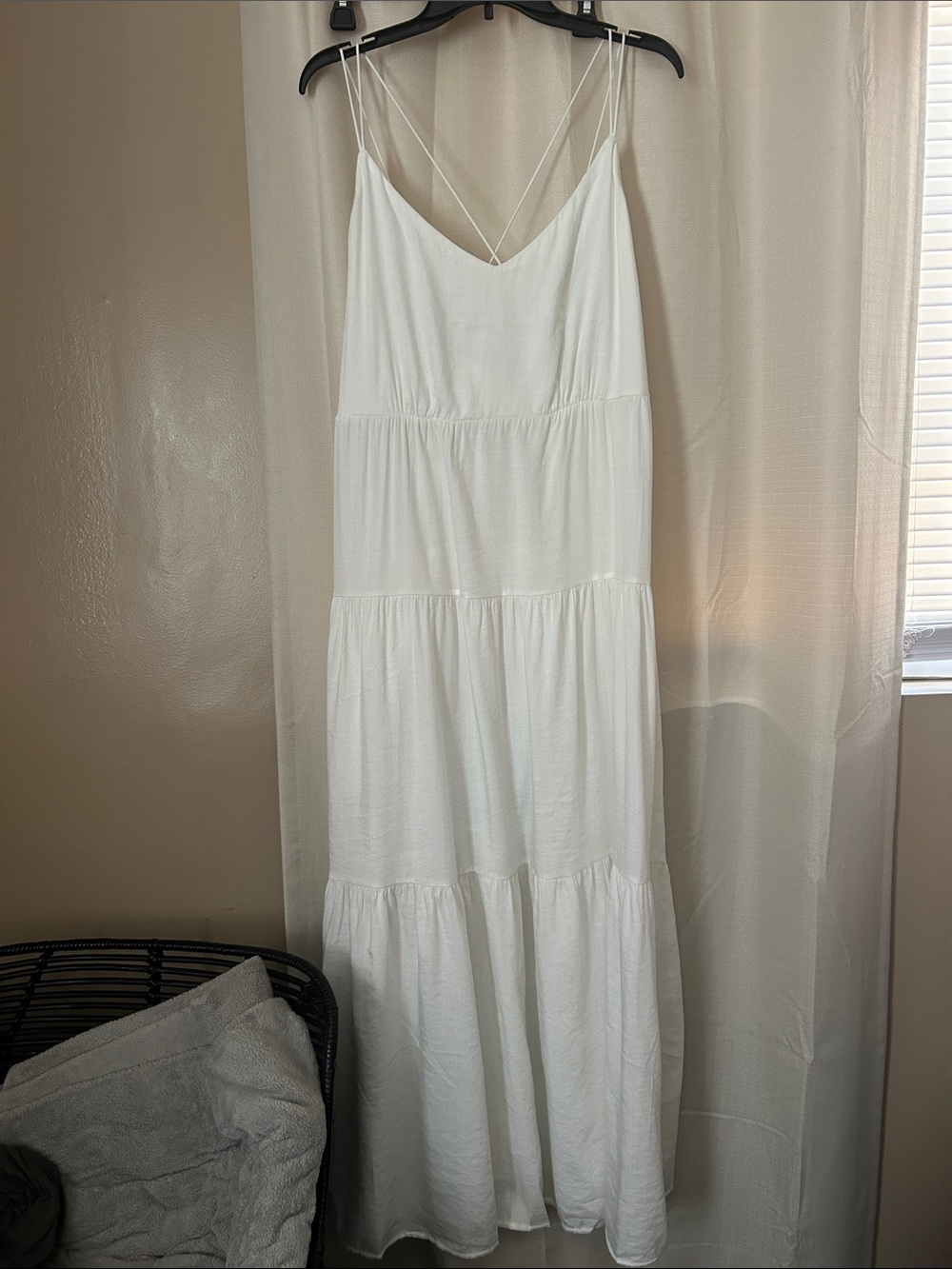 White Tiered Maxi Dress with Spaghetti Straps